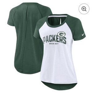 Nike Green Bay Packers Women's Size Xl Tee Shirt Heather Scarlet Back Slit White